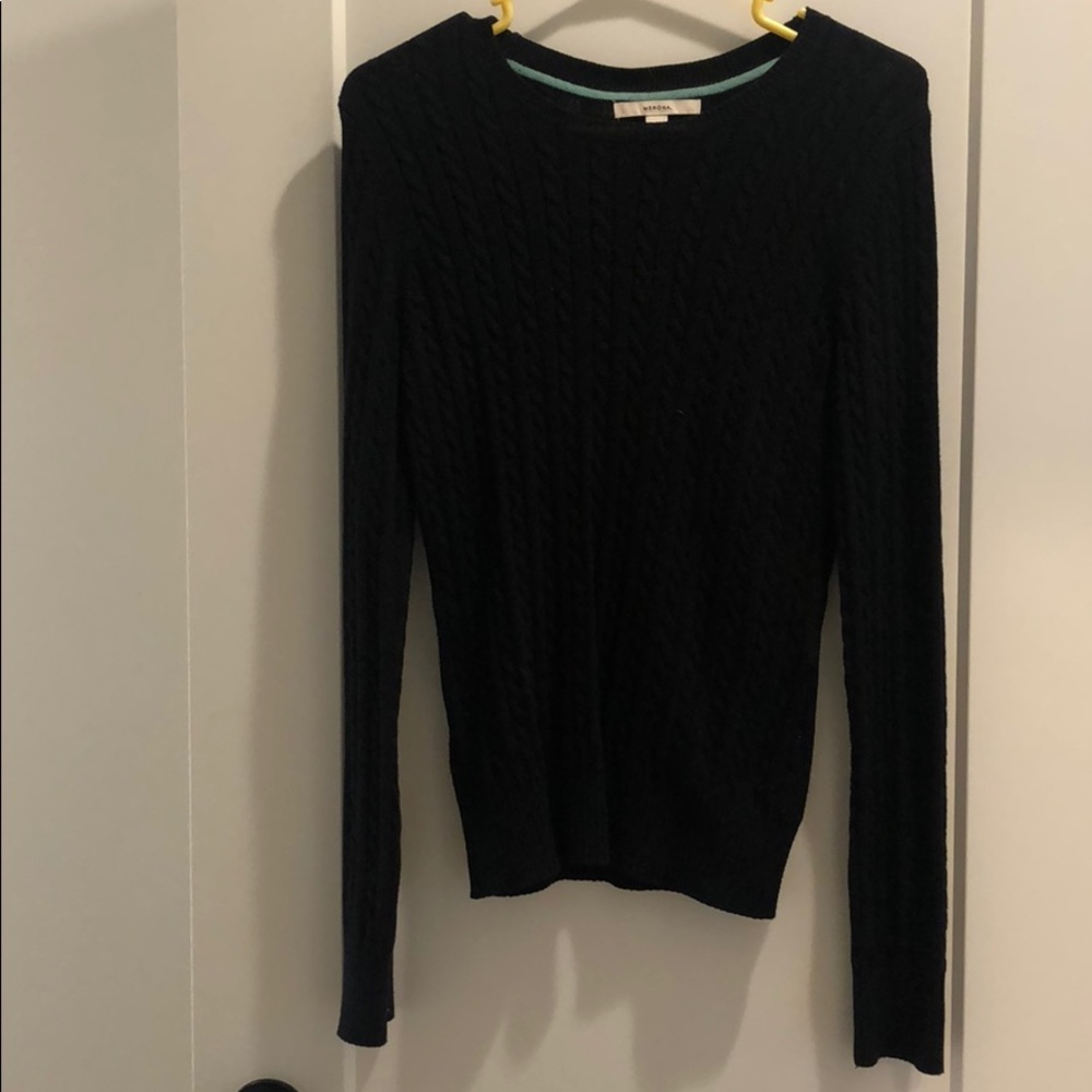 Merona Black Cableknit Cotton Sweater - M